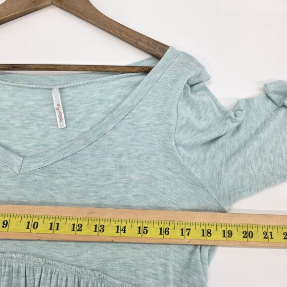 Mint‎ Green Dip Dye Babydoll Top M Soft Ombre Flowy Tunic High Waist Stretch - Picture 8 of 10